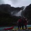 Tigre waterfall, at Lago Azul, Mariano, Cote and I after 1 1/2 hours up stream
